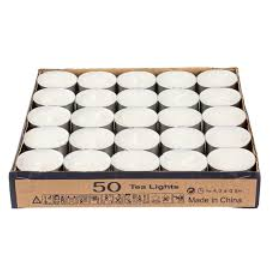 TEA LIGHT CANDLES 50PCS WHITE